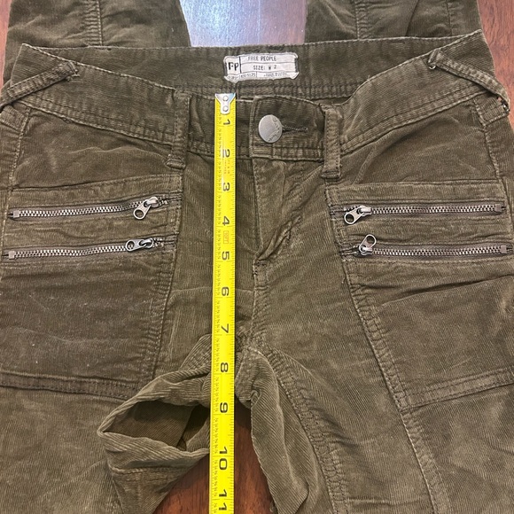 Free People Army Green Corduroy Pants with Zipper Details Size 2 - Picture 5 of 8